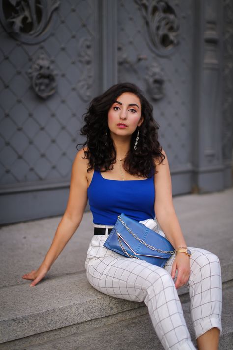 Cobalt Blue Top Outfit, Cobalt Blue Outfit, Mango Outfit, Blue Top Outfit, Cobalt Blue Top, Berlin Food, Earth Style, Mango Clothing, Outfit Planning