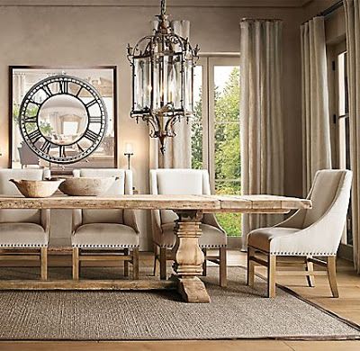 Restoration Hardware Dining Table, Restoration Hardware Dining Room, Wood Trestle Table, Restoration Hardware Dining, Mirror Dining Table, Wood Table Rustic, French Country Table, Farm House Table, Rustic Dining Chairs