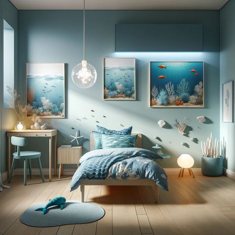 Looking for whimsical and creative themes to transform your toddler's bedroom into a magical space? Check out our curated list of 10 enchanting ideas that will ignite their imagination and make bedtime a dream come true! From fairytale castles to under-the-sea adventures, these themes are sure to bring endless joy and create cherished memories. Prepare to wow your little one with a bedroom straight out of their wildest dreams! Under The Sea Room Ideas Kids, Boys Ocean Themed Bedroom, Under The Sea Room Ideas, Aquarium Bedroom Aesthetic, Under The Sea Bedroom Kids, Ocean Themed Bedroom Aesthetic, Under The Sea Bedroom Ideas, Ocean Bedroom Kids, Sea Bedroom Ideas