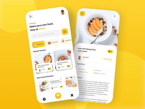 Recipe App, Kid Chef, App Design Layout, Cookbook Design, Mobile Ui Patterns, Cooking App, App Concept, Food Delivery App, Mobile App Design Inspiration