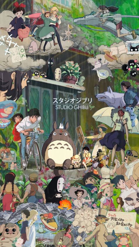 Included as many movies as I could #studioghibli #ghibli Studio Ghibli Party, Studio Ghibli Crafts, Ghibli Characters, Hayao Miyazaki Art, Miyazaki Art, Studio Ghibli Fanart, Movie Collage, Studio Ghibli Background, Studio Ghibli Characters