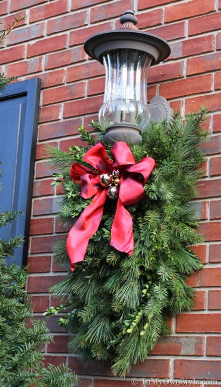 How to Make and Decorate with Holiday Greenery To Hang Over an Outdoor Light | In My Own Style Holiday Greenery, Porch Light, Diy Porch, Christmas Porch Decor, Cheap Christmas, Christmas Greenery, Chicken Wire, Christmas Porch, Front Porch Christmas Decor