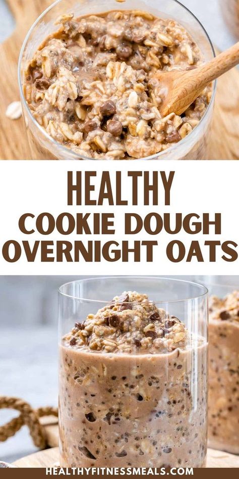 Thick and creamy Healthy Cookie Dough Overnight Oats are packed with protein and healthy fats from peanut butter and chia seeds. This easy oatmeal is incredibly delicious. It tastes just like cookie dough! Make it ahead of time for a healthy meal-prep-friendly breakfast. Not only do this cookie dough overnight oats taste amazing, but they’re also packing the nutrition to keep you full and satisfied after breakfast. These oats are so rich and flavorful, it’s like eating dessert for breakfast! Cookie Dough Overnight Oats, Overnight Oats Recipe Easy, Best Overnight Oats Recipe, Oat Recipes Healthy, Healthy Cookie Dough, Healthy Cookie, Overnight Oats Recipe Healthy, Easy Oatmeal, Lost 100 Pounds