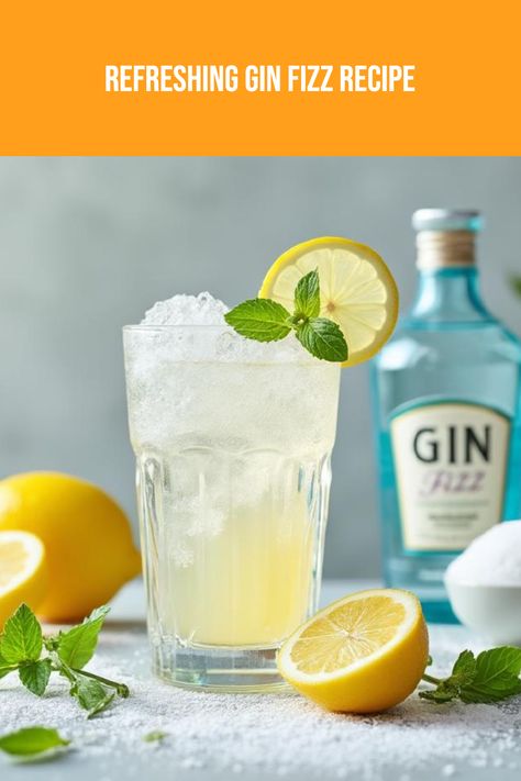 Looking to make the perfect Gin Fizz cocktail? This light and bubbly drink is a timeless classic that brings together intesting flavors, fizzy soda water, fresh lemon juice, and smooth gin. Originating in the 19th century, the Gin Fizz still charms cocktail fans today with its refreshing taste and easy-to-mix recipe. Perfect for summer parties or a cozy night in! Learn how to mix this iconic cocktail at home and impress your friends at your next gathering with delicious, easy-to-make cocktails. Gin Mixed Drinks, Gin Fizz Recipe, Easy Gin Cocktails, Gin Fizz Cocktail, Sparkling Wine Cocktails, Ramos Gin Fizz, Iced Tea Cocktails, Fizz Cocktail, Easy To Make Cocktails