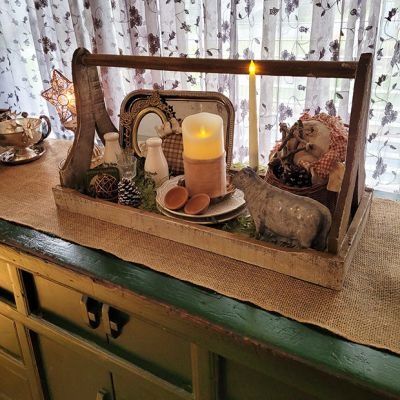 THE GARDEN CART | Shop Sales Events Antique Farmhouse Woodland Christmas Ornaments, January Decor, Cottage Chairs, Living Room Antique, Farmhouse Sideboard, Tray Wood, Farmhouse Primitive, Unique Farmhouse, Ottoman Tray