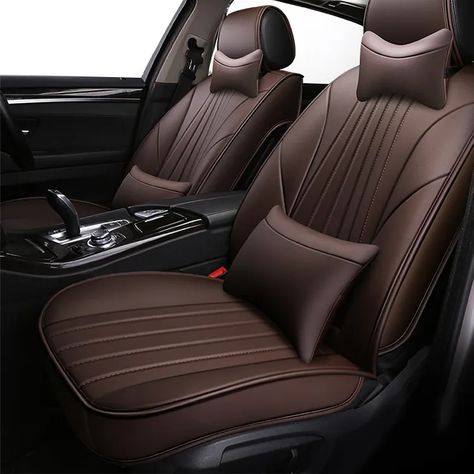 Car Seats Cover Design, Car Seat Color Ideas, Custom Car Seats Designs, Brown Car Seats, Black And Brown Car Interior, Car Leather Seat Cover Designs, Brown Car Interior, Leather Seats Car, Leather Interior Car