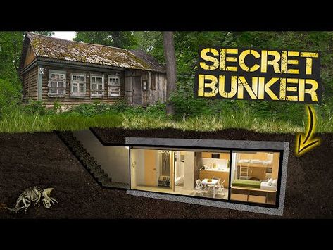 A two-year timelapse of building a secret bunker under a house in the Remote Forest - YouTube Building A Bunker Underground Shelter, Secret Bunker Under House, Home Bunker Ideas, Shelter House Ideas, Survival Bunker Underground Shelter, Building A House In A Flood Zone, How To Build A Bunker, Diy Underground Bunker, The Forest Base Ideas