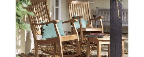 Barlow Tyrie: Newport Collection - Offenbachers Teak Rocking Chair, Porch Rocker, Replacement Cushions, Square Tables, Adirondack Chair, Wood Construction, Teak Wood, Outdoor Patio Furniture, Rocking Chair