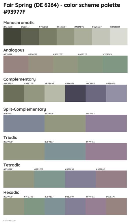 Fair Spring (DE 6264) Color Scheme Palettes Bm Tate Olive, Tate Olive Benjamin Moore, Sherwin Williams Artichoke, Tate Olive, Draw A Hexagon, House Renos, Analogous Color Scheme, Rgb Color Codes, Split Complementary Colors