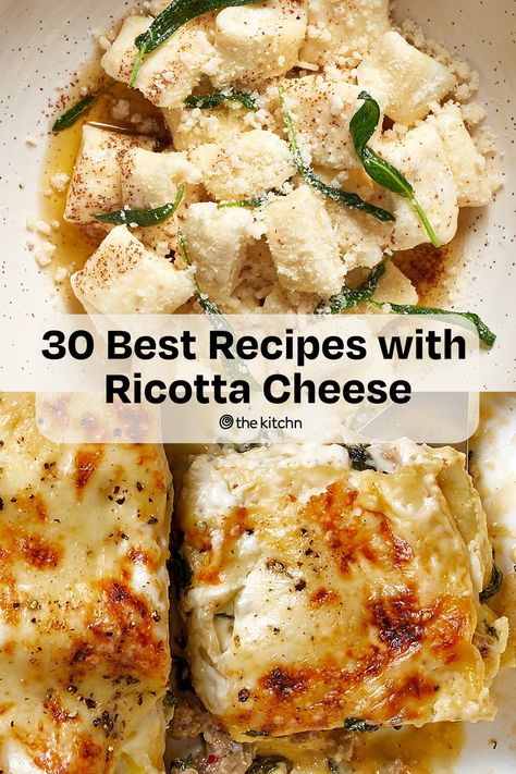 Find out what you can make with ricotta cheese, including homemade gnocchi, easy one-pot pastas, and fluffy pancakes. Ricotta Quick Bread, Mushroom And Ricotta Recipes, Cakes Made With Ricotta Cheese, Pasta Dish With Ricotta Cheese, Baked Goods With Ricotta, Gnocchi And Ricotta Recipes, Foods With Ricotta Cheese, Gnocchi Recipes Ricotta Cheese, Gnocchi With Ricotta Cheese