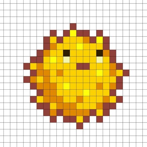 Stardew valley knitting pattern Stardew Valley Pufferfish, Stardew Valley Grid Art, Stardew Valley Items Pixel Art, Stardew Pixel Art Grid, Stardew Embroidery, Stardew Pixel Art, Stardew Valley Alpha Pattern, Stardew Valley Perler Bead Patterns, Fish Stardew Valley