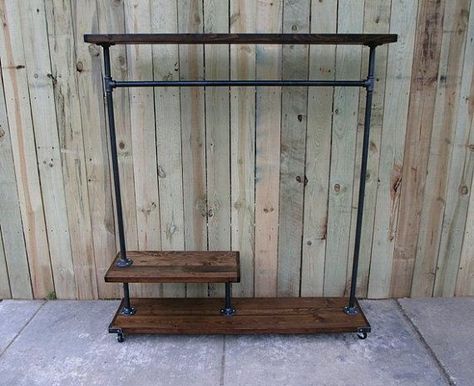 Industrial baby Wood Clothing Rack, Wood Clothing, Business Storage, Clothing Business, Wood Clothes, Garment Rack, Into The Wood, Pipe Furniture, Store Fixtures