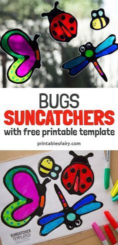 Summer Camp Art, Origami Paper Flowers, Summer Arts And Crafts, School Age Activities, Summer Camp Activities, Black Glue, Free Printable Templates, Insect Crafts, Summer Camp Crafts