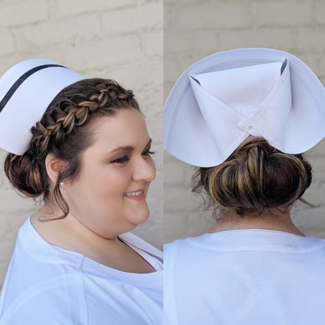 Graduation Hairstyles With Cap, Cap Hairstyles, Cute Hairstyles Updos, Easy Updos For Medium Hair, Nurse Hairstyles, Nursing Pins, Hair Catalog, Graduation Hairstyles, Easy Hair Updos