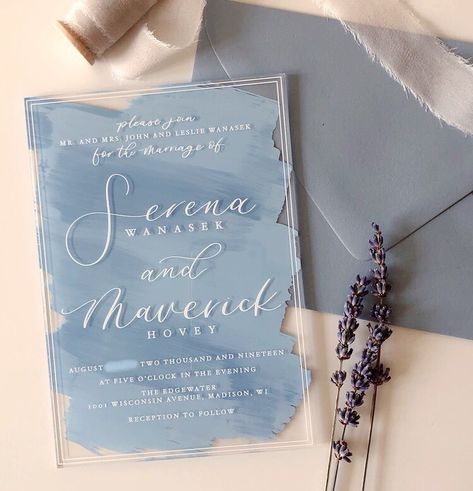 Acrylic Invitation Card, Wedding Invitation Acrylic, Acrylic Wedding Invites, Acrylic Invites, Transparent Wedding Invites, Acrilyc Invitations, Blue Wedding Invites, Wedding Invitation Blue, Plexi Wedding Invitations