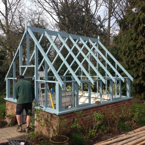 Greenhouse Restoration - Roger Gladwell Timber Frame Construction Timber Frame Greenhouse, Glass Green House, Timber Greenhouse, Greenhouse Frame, Victorian Greenhouses, Outdoor Greenhouse, Timber Frame Construction, Build A Greenhouse, Upcycle Garden