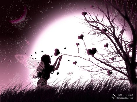 Fairy Heart, Fairy Silhouette, Moon Fairy, Slaap Lekker, Fairy Dragon, Fairy Pictures, Love Fairy, Fairies Elves, Night Love