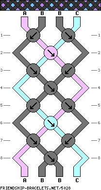 4 hilos - 3 colores. tutorial                                                                                                                                                     Más Bracelet Template, Floss Bracelets, Cool Friendship Bracelets, Friendship Bracelets Easy, String Bracelet Patterns, Diy Friendship Bracelets Tutorial, Bracelets Friendship, Friendship Bracelet Patterns Easy, Cute Friendship Bracelets