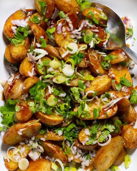 NYT Cooking on Instagram: “Potatoes + Garlic + Tamarind = ✨Magic✨. Get the recipe for Roasted New Potatoes With Garlic and Tamarind at the link in bio.” Pork Sinigang, Sinigang Recipe, Roasted New Potatoes, Chile Recipe, Tamarind Recipes, Cooking Potatoes, 101 Cookbooks, Potatoes Roasted, Southern Cornbread