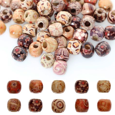 PRICES MAY VARY. ★Package includes: 200pcs painted pattern barrel wooden hair beads, about 17x16mm in diameter, 16mm thick, hole: 7mm, they are so beautiful that they can meet your needs. ★High Quality: Made of natural solid wood, durable and not easy to break, they will fit for many crafting projects and bring a natural feeling to your design. ★Exquisite Design: New wooden beads with colorful and fantastic patterns on it, retro but luxurious at the same time.5mm large hole makes these wood bead Braid Beads, Hair Braid Beads, Hair Craft, Painted Beads, Hemp Jewelry, Wood Bead Necklace, Decorative Beads, Jewelry Hair, Diy Making