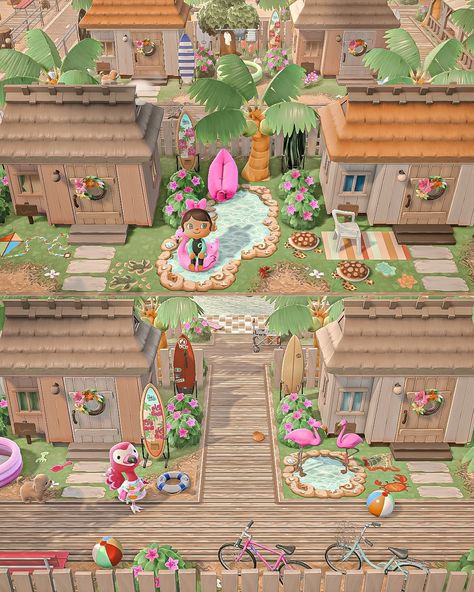 Beachy neighborhood 🦩 Thank you @acnhtreasureisland Animal crossing new horizons ACNH Nintendo switch wholesome gaming cozy design beach town tropical cottagecore island idea inspiration aesthetic cosy decor build inspo game photography cute villagers small town vibes happy friendship towncore surf summer #acnh #crossingcreations #animalcrossing #acnhtropicalisland #acnhvillager #acnhneighborhood #animalcrossingvillager Tropical Cottagecore, Acnh Coastal, Cosy Games, Beach Town Aesthetic, Acnh Beach, Beach Core, Cosy Decor, Game Photography, Happy Home Paradise