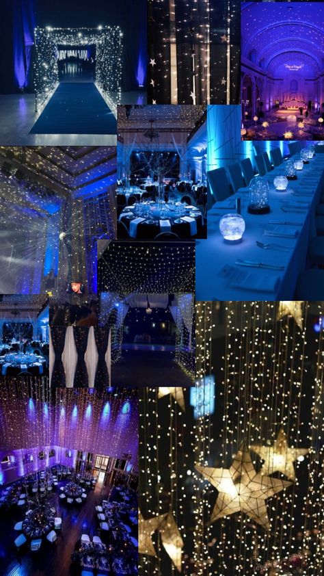 Starry Night Prom, Prom Planning, Homecoming Themes, Meet Me At Midnight, Prom Themes, Quinceanera Dresses Blue, Prom Theme, Winter Formal, Ball Lights