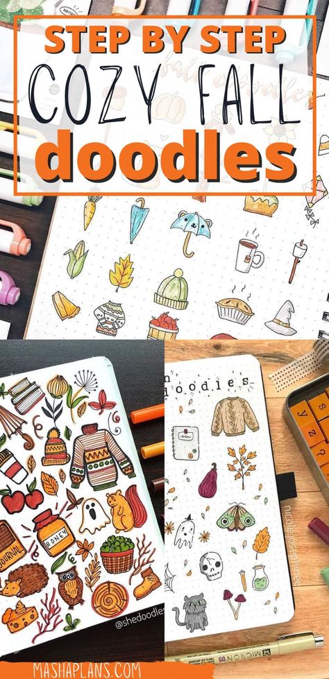 Bullet Journal Easy, Doodle For Beginners, Journal Easy, Doodling Tutorial, Fall Doodles, Autumn Doodles, Fall Drawings, Drawing Tutorials For Beginners, Art Essentials