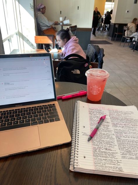 Organisation, Studying At Starbucks, Aesthetic Class, Homework Aesthetic, Studying Ideas, Notes Studying, Junior Year High School, Aesthetic University, Starbucks Cafe