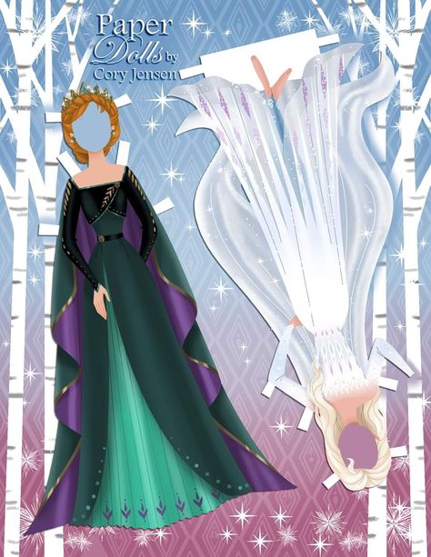 Frozen Paper Dolls, Frozen Printables, Disney Paper Dolls, Princess Paper Dolls, Frozen Elsa Dress, Dress Paper, Anna Disney, Elsa And Anna, Paper Doll Dress