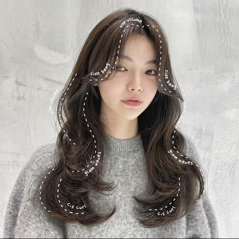 Cute Curtain Bangs With Layers, Cute Women Haircuts, Wolf Cuts Long Hair, Asian Perm, Dream Haircut, Haircut Summer, Big Wavy Hair, Pretty Hair Cuts, Haircuts For Long Hair With Layers