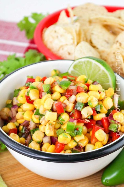 Corn Salsa from Chipotle Corn Salsa Chipotle, Chipotle At Home, Chipotle Corn Salsa, Buffalo Chicken Bites, Breakfast Donuts, Corn Salsa Recipe, Home Decor Photography, Diy Dish, Spicy Salsa