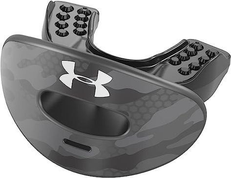 Under Armour Air Lip Guard for Football, Full Mouth Protection, Compatible with Braces, Instant Fit Rugby Protective Gear, Under Armour Camo, Shirts For Leggings, Mouth Guard, Volleyball Shoes, Lips Print, Black Camo, Sports Accessories, Latex Free