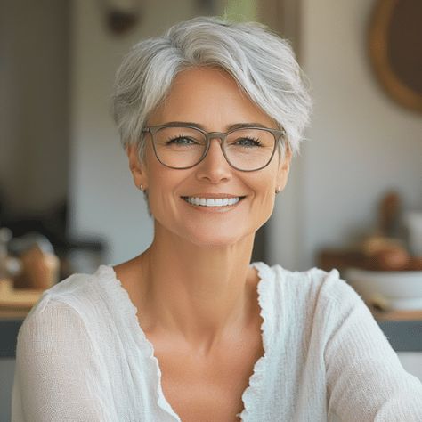 How to look good in glasses is important to women of all ages, particularly in midlife. Discover the best frames for your face and lifestyle. Trending Glasses Frames, How To Go Gray, Stylish Glasses For Women, Grey Hair And Glasses, Hair Color Remover, Glasses Trends, Natural Gray Hair, Hair Starting, Going Gray