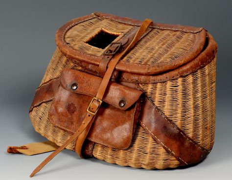 Vintage Fly Fishing Gear, Fly Fishing Bag, Fishing Aesthetic, Diy Fishing Gear, Vintage Fly Fishing, Diy Fishing, Fishing Basket, English Gentleman, Bushcraft Gear