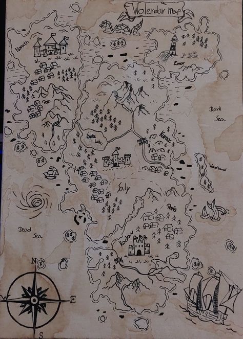 Map Drawing Inktober, Map Name Ideas, Diy Map Drawing, Fairytale Map Drawing, Fantasy Map Drawing Ideas Castle, Fairy Map Drawing, Cute Map Drawing, Imaginary Maps Drawings, Fantasy Map Names