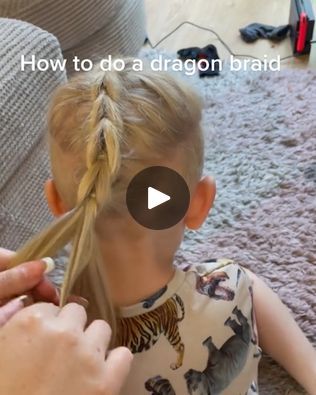 How to make a beautiful dragon braid!. | dragon | How to make a beautiful dragon braid!. | By MetDaan Hairstyles | Hi, guys. Wanna learn how to
make a beautiful dragon braid? Well, check this one out. You're going to have to start
by separating the hair in medium sections. Wearing holes in the carpet
down the stairs to the backboard same song from the
Make sure you have elastic ties nearby because you're
definitely going to need them. Down before After two simple ponytails,
here comes the twist. Take the first ponytail,
separate it in half, and then wrap the second one with it to
create the third one. Seems like we've reached the
bill so far. What do you guys think of this one? Repeating the same to the other
sections while adding more of that. Her hair is blonde and a little
thin so why n Dragon Braid, Beard Costume, Hair Curling Tutorial, Hairstyles Kids, Prom Hair Down, Plaits Hairstyles, Simple Ponytails, Easter Hair Bow, Black Kids Hairstyles