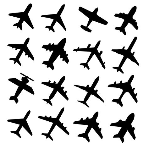 Airplane Sillouhette, Flight Sketch, Airplane Outline, Airplane Graphic, Plane Vector, Plane Silhouette, Black Pen Drawing, Plane Shapes, Airplane Illustration