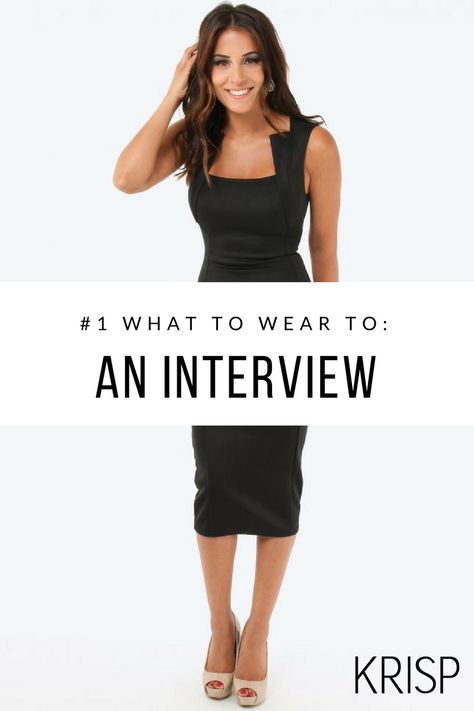 Interviews are nerve-wracking enough without having to worry about what to wear. How much is too much, how much is too little, and how do you reach that perfect sweet spot of put together, fun and confident, but still professional? Krisp is here with 5 sweet style tips to help you pick out your perfect interview outfit to completely nail that first impression with a prospective employer! Black Dress Interview Outfit, Interview Dresses Women, Interview Outfit Dress, Dress Interview Outfit, Cute Interview Outfits, What To Wear To An Interview, Interview Dress, Statement Dress, The Interview