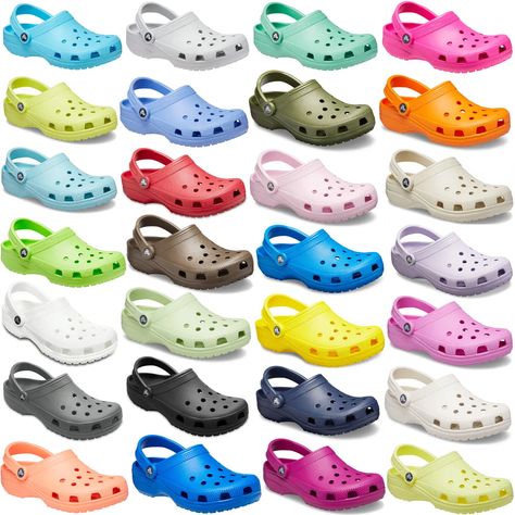 Discover the footwear sensation that's taking the world by storm: Crocs! These iconic shoes combine unbeatable comfort with trendy style, making them a must-have for anyone seeking the perfect blend of fashion and practicality. Slip into the lightweight, cushioned Croslite material and experience a whole new level of comfort that molds to your feet. From vibrant colors to versatile designs, Crocs are the go-to choice for any occasion. Try them on and join the Crocs craze today! Pistachio Candy, Cheap Crocs, Cool Crocs, White Crocs, Orange Sorbet, Pink Banana, Ballerina Pink, Crocs Classic Clogs, Women's Crocs