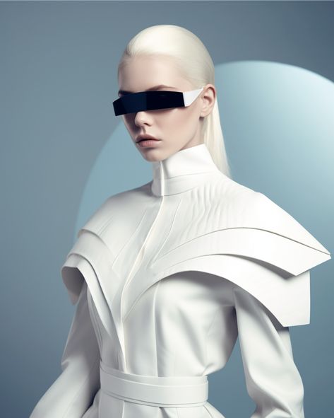 Futuristic Royalty Fashion, Futuristic Womens Fashion, Futuristic Fashion Cyberpunk, Sci Fi High Fashion, Futuristic Fashion Concept Art, Sleek Futuristic Fashion, Vogue Futuristic, Futuristic Clothing Design, Minimalist Futuristic Fashion