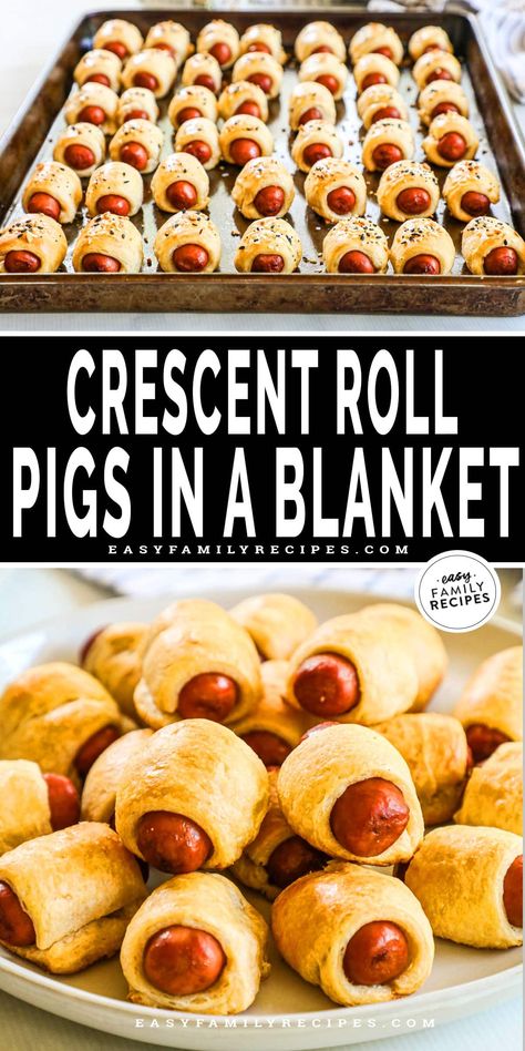 Mini pigs in a blanket are the ULTIMATE party starter! Kid-friendly but grown-ups love them too, these handheld snacks wrap mini sausages in flaky crescent roll dough—and I add everything bagel seasoning to make them even more delicious! Just a few minutes of prep work needed, with a make-ahead option to help you get a head start if you need it. These easy appetizers are guaranteed to be a BIG hit! Mini Pigs In A Blanket Recipe, Pigs In A Blanket Recipe Pillsbury, Handheld Snacks, Mini Pigs In A Blanket, Mini Sausages, Pigs In A Blanket Recipe, Kid Friendly Appetizers, Sausage Wrap, Best Party Appetizers