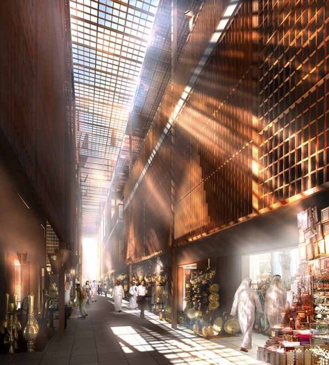 Masdar City, Market Interior, African Architecture, Wellness Resort, Genius Loci, Foster Partners, Commercial Street, Traditional Market, Central Market