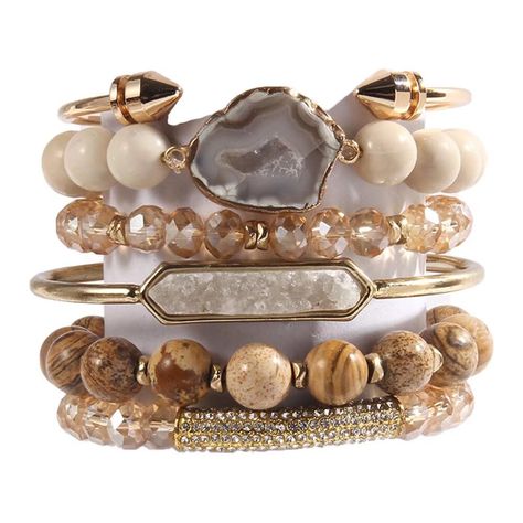 PRICES MAY VARY. [ 6 Pcs Natural Stone Beaded Bracelets/Bangle Set ]:Made of 100% Natural Stone, Tiger eyes, Turquoise, Jasper, Agate, Ceramics, High quality beads, Crystal,Semi-Precious Gemstone and Gemstone which are high quality materials,Smooth and comfortable. Bohemian bracelets sets are threaded with strong elastic string. Durable and flexible.The addition of the bangle makes the bracelet both vintage and stylish.With 6 individual single loop bracelets, you can choose to wear one or severa Barrel Beads Bracelets, Which Arm To Wear Crystal Bracelet, Womens Western Jewelry, Bracelets On Both Wrists, Unique Jewelry Inspiration, Loop Bracelets, Boho Bridesmaid Jewelry, 2025 Outfits, Boho Beaded Bracelets