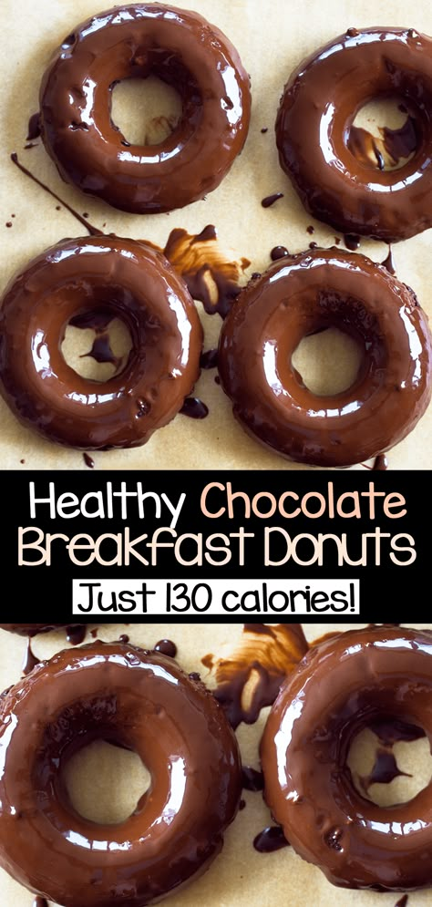 Healthy Donut Recipe, Fluffy Donut Recipe, Healthy Chocolate Breakfast, Chocolate Donut Recipe, Healthy Doughnuts, Healthy Donuts Recipe, Breakfast Chocolate, Breakfast Donuts, Chocolate Covered Katie