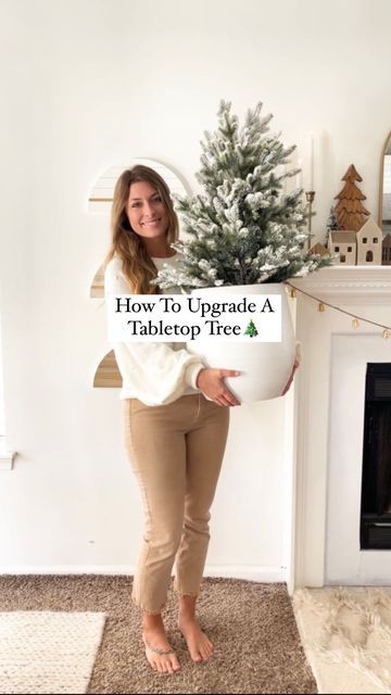 Stay - Neutral Home Decor on Instagram: "Upgrading Our $30 Tabletop Tree 🎄 This was one of our favorite mini projects we did last year! What’s great about this is you can totally make it your own really quickly. You only need 3 items to put this together. 1. A tabletop tree 🌲 Target and Michael’s are the best place for affordable smaller trees. 2. A vessel to put it in. You can use a planter, large pot, or a wicker basket. Target and World Market are the plug for baskets, and West Elm and Christmas Tree On Top Of Table, Small Christmas Tree Basket, Make Tree Taller, Tabletop Christmas Tree Ideas Display, Table Top Tree Ideas, Table Top Christmas Tree Ideas Display, Table Top Christmas Tree Ideas, Tabletop Christmas Tree Ideas, Table Top Christmas Trees