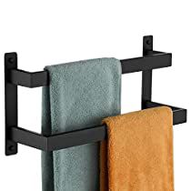 Check this out! Hanging Towel Rack, Black Towel Bar, Wall Towel Racks, Bath Towel Holder, Wall Mounted Towel Rack, Towel Shelf, Double Towel Bar, Black Bath, Bar Storage