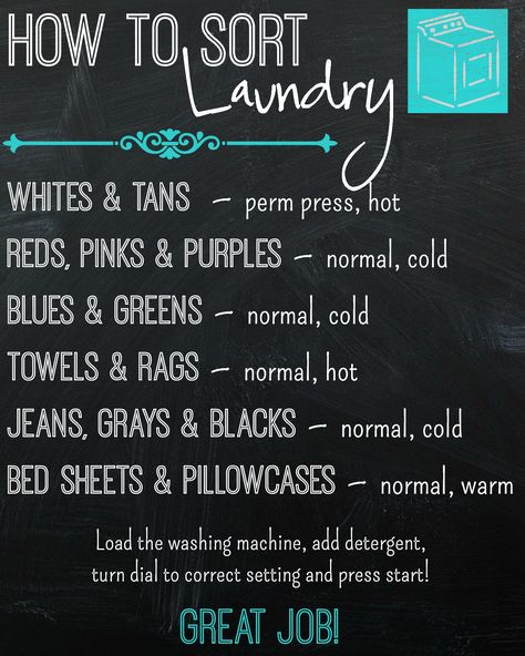 Download your free How to Sort Laundry printable to teach your kids how to sort laundry so they can do this chore themselves! How To Sort Laundry, Laundry Chart, Daily Cleaning Routine, Cold Towels, Laundry Sorting, Diy Organizer, Routine Tips, Household Cleaning Tips, Daily Cleaning