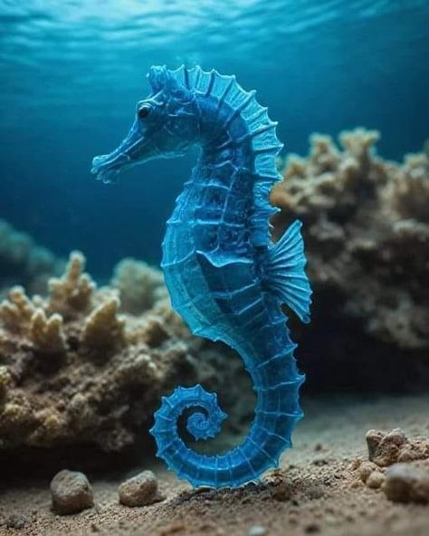 NATIONAL GEOGRAPHIC | Blue sea horse Credit goes to respective owner! | Facebook Sea Horses Illustration, Coral Reef Photography, Seahorse Painting, National Geographic Animals, National Geographic Photography, Seahorse Art, Animal Portraits Art, Super Cute Animals, Sea Horse