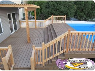 Pool Deck Decorating Ideas, Decks Around Pools, Above Ground Pool Deck, Pool Deck Plans, Rectangle Pool, Swimming Pool Decks, Round Pool, Deck Designs Backyard, Above Ground Pool Decks