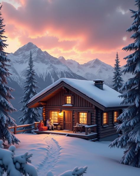 Experience the cozy charm of a Swiss Alps cabin at sunset. Warm light, snow-capped peaks, and a serene couple complete this alpine retreat. 🌅🏔️ #AlpineSunset #CozyRetreat #MountainMagic Alps Cabin, Alpine Retreat, Baggage Claim, Aspen Colorado, Swiss Alps, Warm Light, Aspen, Beautiful Nature, Colorado